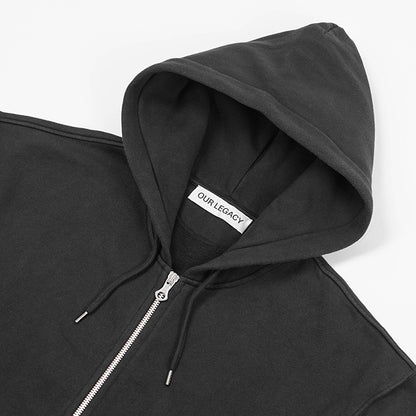 OUR LEGACY メンズ ジップアップパーカー RASCAL HOOD M2266RW ウォッシュブラック WASHED BLACK STAR FLEECE