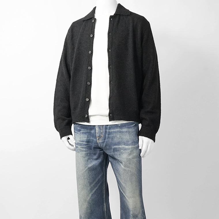 OUR LEGACY メンズ カーディガン EVENING POLO M4213ECFSE ブラック BLACK FUZZY ALPACA