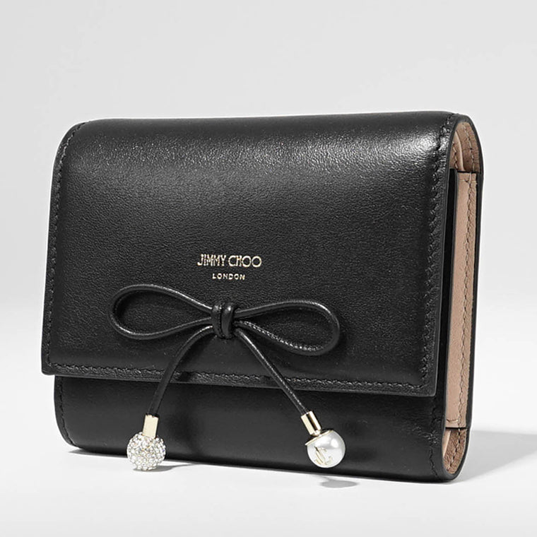JIMMY CHOO レディース 3つ折り財布 MARINDA KHY ブラック BLACK MACARON LIGHT GOLD