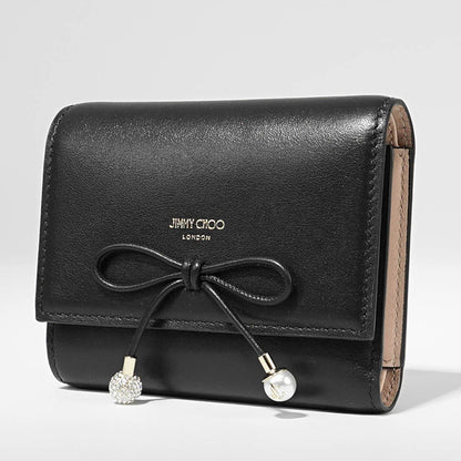 JIMMY CHOO レディース 3つ折り財布 MARINDA KHY ブラック BLACK MACARON LIGHT GOLD