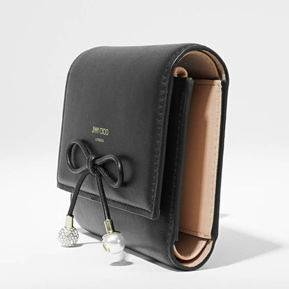 JIMMY CHOO レディース 3つ折り財布 MARINDA KHY ブラック BLACK MACARON LIGHT GOLD