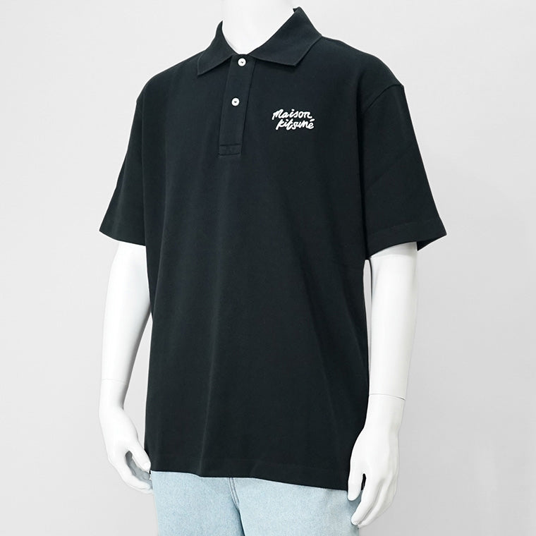 メゾンキツネ MAISON KITSUNE メンズ ポロシャツ ブラックホワイト