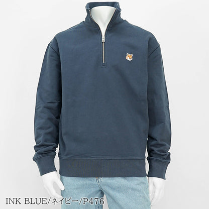 【2024AW CLEARANCE SALE】 MAISON KITSUNE メンズ スウェットシャツ FOX HEAD PATCH COMFORT HALF ZIP SWEATSHIRT MM00314 KM0001 2カラー