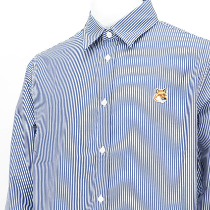 【2024AW CLEARANCE SALE】 MAISON KITSUNE メンズ シャツ FOX HEAD CLASSIC STRIPED SHIRT MM00411 WC2046 NAVY STRIPES ネイビーストライプ S481