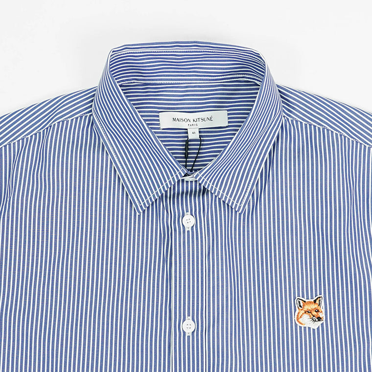 【2024AW CLEARANCE SALE】 MAISON KITSUNE メンズ シャツ FOX HEAD CLASSIC STRIPED SHIRT MM00411 WC2046 NAVY STRIPES ネイビーストライプ S481