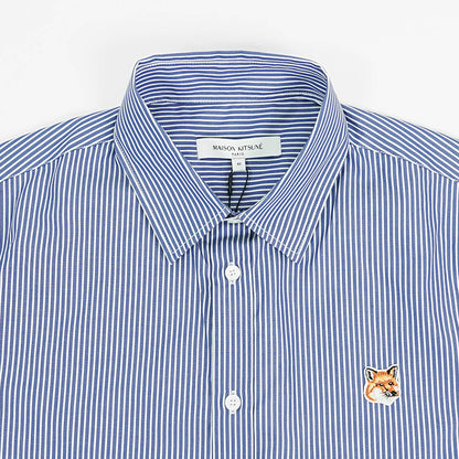 【2024AW CLEARANCE SALE】 MAISON KITSUNE メンズ シャツ FOX HEAD CLASSIC STRIPED SHIRT MM00411 WC2046 NAVY STRIPES ネイビーストライプ S481