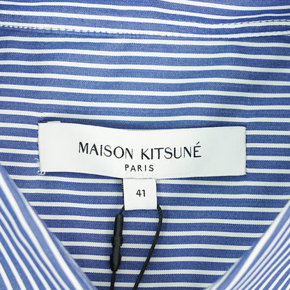 【2024AW CLEARANCE SALE】 MAISON KITSUNE メンズ シャツ FOX HEAD CLASSIC STRIPED SHIRT MM00411 WC2046 NAVY STRIPES ネイビーストライプ S481