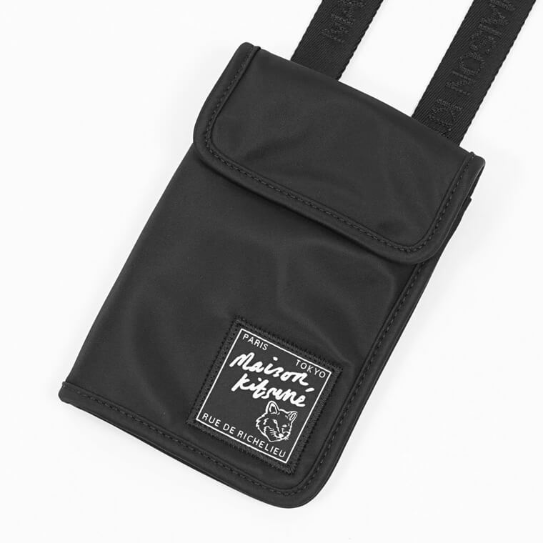 MAISON KITSUNE メンズ レディース ネックポーチ THE TRAVELLER NECK POUCH MM05362 WQ1001 BLACK ブラック P199