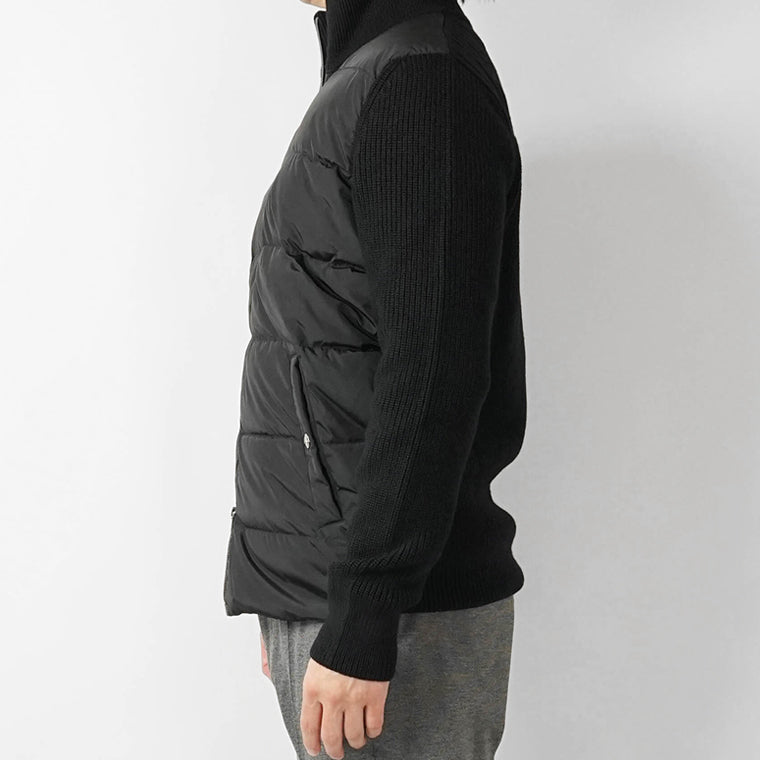 Herno♡ブラック ニットダウンジャケット HERNO (ヘルノ) ニット切り替え フード フルジップ ダウンジャケット