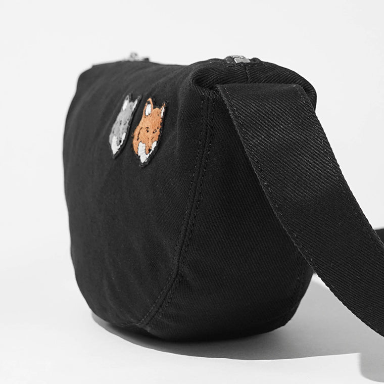 MAISON KITSUNE メンズ レディース ショルダーバッグ DOUBLE FOX HEAD BUMBAG MRUBT20 WW0096 ANTHRACITE P190