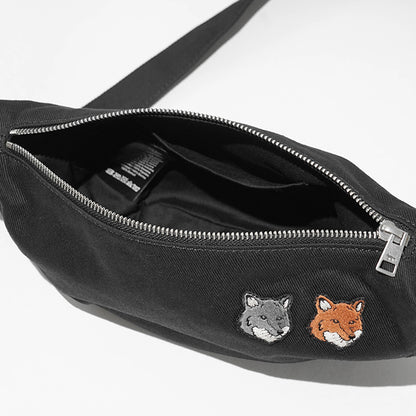 MAISON KITSUNE メンズ レディース ショルダーバッグ DOUBLE FOX HEAD BUMBAG MRUBT20 WW0096 ANTHRACITE P190