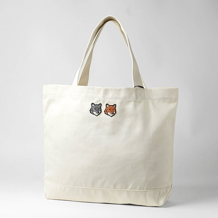 MAISON KITSUNE メンズ レディース トートバッグ DOUBLE FOX HEAD TOTE MRUBT23 WW0096 ECRU アイボリー P700