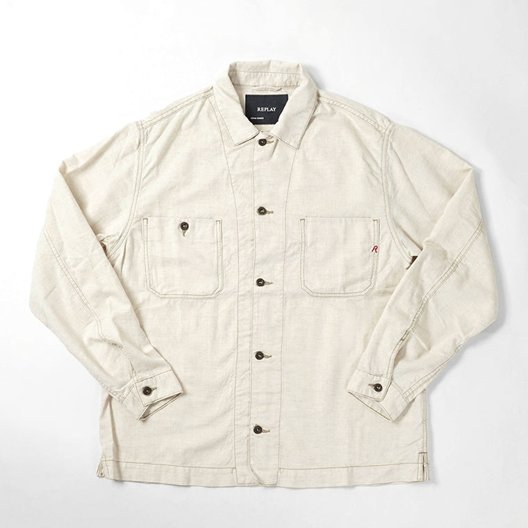 REPLAY メンズ シャツブルゾン MV864E 23807A アイボリー 200