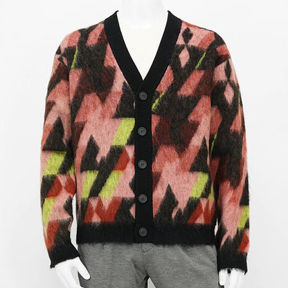 【2024AW CLEARANCE SALE】 MAISON KITSUNE メンズ カーディガン GRAPHIC MOHAIR JACQUARD CARDIGAN NM00502 KM0323 PECAN PASTURE ROSE パステルローズ B259