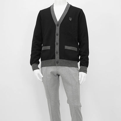 【2024AW CLEARANCE SALE】 MAISON KITSUNE メンズ カーディガン BOLD FOX HEAD PATCH BI COLOR CARDIGAN NM00507 KT1036 BLACK ブラック P199