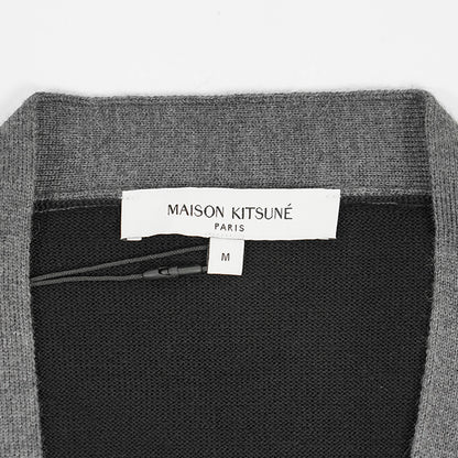 【2024AW CLEARANCE SALE】 MAISON KITSUNE メンズ カーディガン BOLD FOX HEAD PATCH BI COLOR CARDIGAN NM00507 KT1036 BLACK ブラック P199