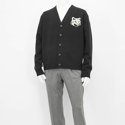 【2024AW CLEARANCE SALE】 MAISON KITSUNE メンズ カーディガン FOX HEAD INTARSIA COMFORT CARDIGAN NM00508 KM0329 BLACK ブラック P199