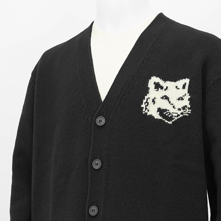 【2024AW CLEARANCE SALE】 MAISON KITSUNE メンズ カーディガン FOX HEAD INTARSIA COMFORT CARDIGAN NM00508 KM0329 BLACK ブラック P199