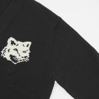 【2024AW CLEARANCE SALE】 MAISON KITSUNE メンズ カーディガン FOX HEAD INTARSIA COMFORT CARDIGAN NM00508 KM0329 BLACK ブラック P199