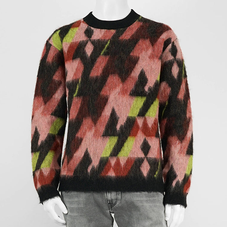 【2024AW CLEARANCE SALE】 MAISON KITSUNE メンズ ニット GRAPHIC MOHAIR JACQUARD JUMPER NM00801 KM0323 PECAN PASTURE ROSE パステルローズ B259