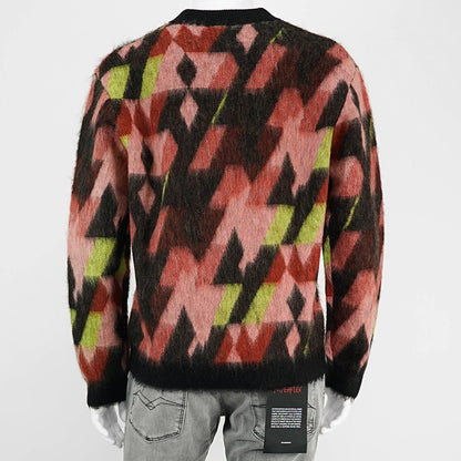 【2024AW CLEARANCE SALE】 MAISON KITSUNE メンズ ニット GRAPHIC MOHAIR JACQUARD JUMPER NM00801 KM0323 PECAN PASTURE ROSE パステルローズ B259