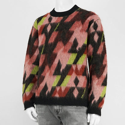 【2024AW CLEARANCE SALE】 MAISON KITSUNE メンズ ニット GRAPHIC MOHAIR JACQUARD JUMPER NM00801 KM0323 PECAN PASTURE ROSE パステルローズ B259