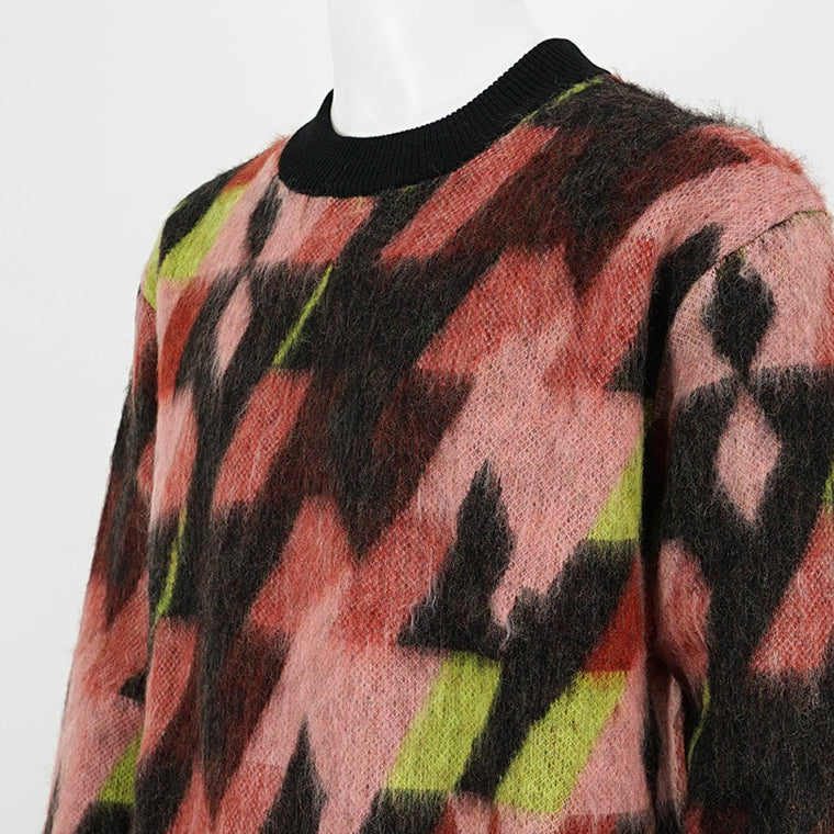 【2024AW CLEARANCE SALE】 MAISON KITSUNE メンズ ニット GRAPHIC MOHAIR JACQUARD JUMPER NM00801 KM0323 PECAN PASTURE ROSE パステルローズ B259