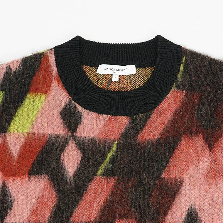 【2024AW CLEARANCE SALE】 MAISON KITSUNE メンズ ニット GRAPHIC MOHAIR JACQUARD JUMPER NM00801 KM0323 PECAN PASTURE ROSE パステルローズ B259