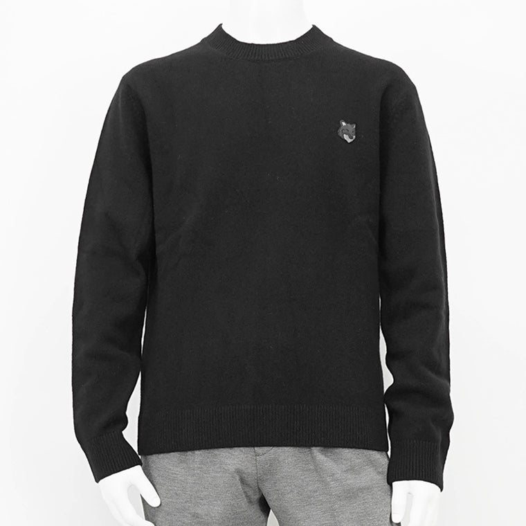 【2024AW CLEARANCE SALE】 MAISON KITSUNE メンズ ニット BOLD FOX HEAD PATCH REGULAR JUMPER NM00805 KT1006 BLACK ブラック P199