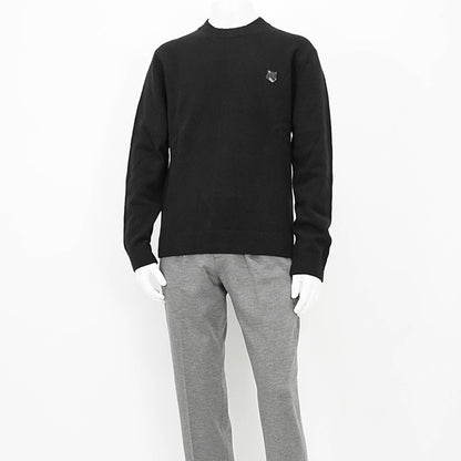 【2024AW CLEARANCE SALE】 MAISON KITSUNE メンズ ニット BOLD FOX HEAD PATCH REGULAR JUMPER NM00805 KT1006 BLACK ブラック P199