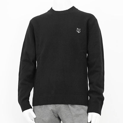 【2024AW CLEARANCE SALE】 MAISON KITSUNE メンズ ニット BOLD FOX HEAD PATCH REGULAR JUMPER NM00805 KT1006 BLACK ブラック P199