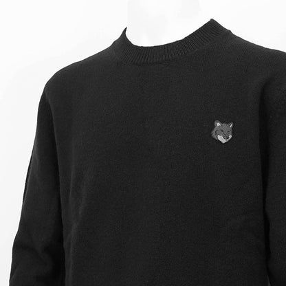 【2024AW CLEARANCE SALE】 MAISON KITSUNE メンズ ニット BOLD FOX HEAD PATCH REGULAR JUMPER NM00805 KT1006 BLACK ブラック P199