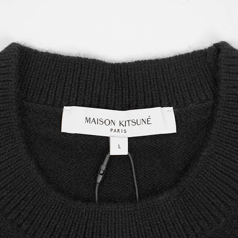 【2024AW CLEARANCE SALE】 MAISON KITSUNE メンズ ニット BOLD FOX HEAD PATCH REGULAR JUMPER NM00805 KT1006 BLACK ブラック P199