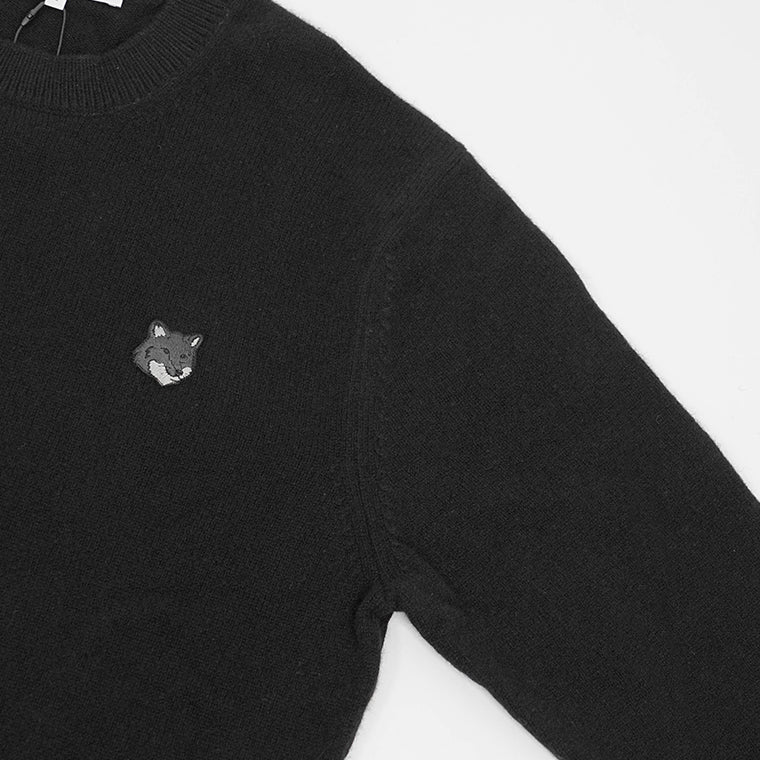 【2024AW CLEARANCE SALE】 MAISON KITSUNE メンズ ニット BOLD FOX HEAD PATCH REGULAR JUMPER NM00805 KT1006 BLACK ブラック P199