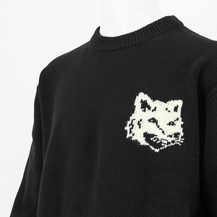 【2024AW CLEARANCE SALE】 MAISON KITSUNE メンズ ニット FOX HEAD INTARSIA COMFORT JUMPER NM00808 KM0329 BLACK ブラック P199