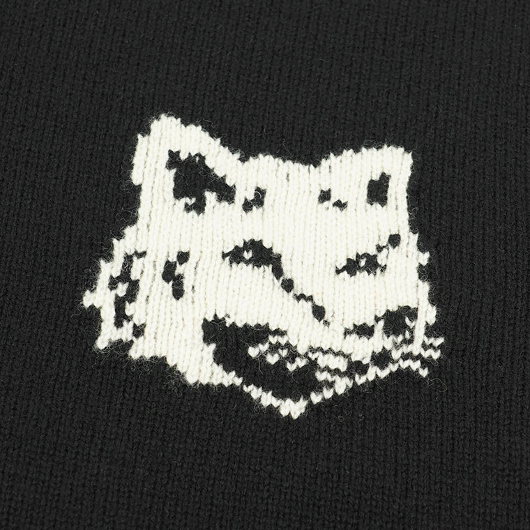 【2024AW CLEARANCE SALE】 MAISON KITSUNE メンズ ニット FOX HEAD INTARSIA COMFORT JUMPER NM00808 KM0329 BLACK ブラック P199