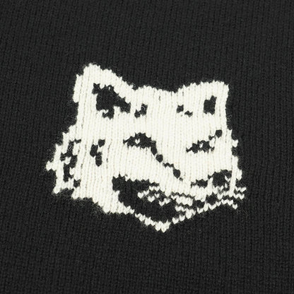 【2024AW CLEARANCE SALE】 MAISON KITSUNE メンズ ニット FOX HEAD INTARSIA COMFORT JUMPER NM00808 KM0329 BLACK ブラック P199