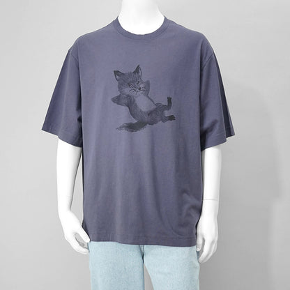 【SUMMER FINAL SALE】 MAISON KITSUNE メンズ Tシャツ CHILLAX PRINT OVERSIZE TEE SHIRT OM00108 KJ0008 FIG パープル 0120