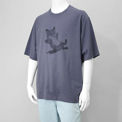【SUMMER FINAL SALE】 MAISON KITSUNE メンズ Tシャツ CHILLAX PRINT OVERSIZE TEE SHIRT OM00108 KJ0008 FIG パープル 0120