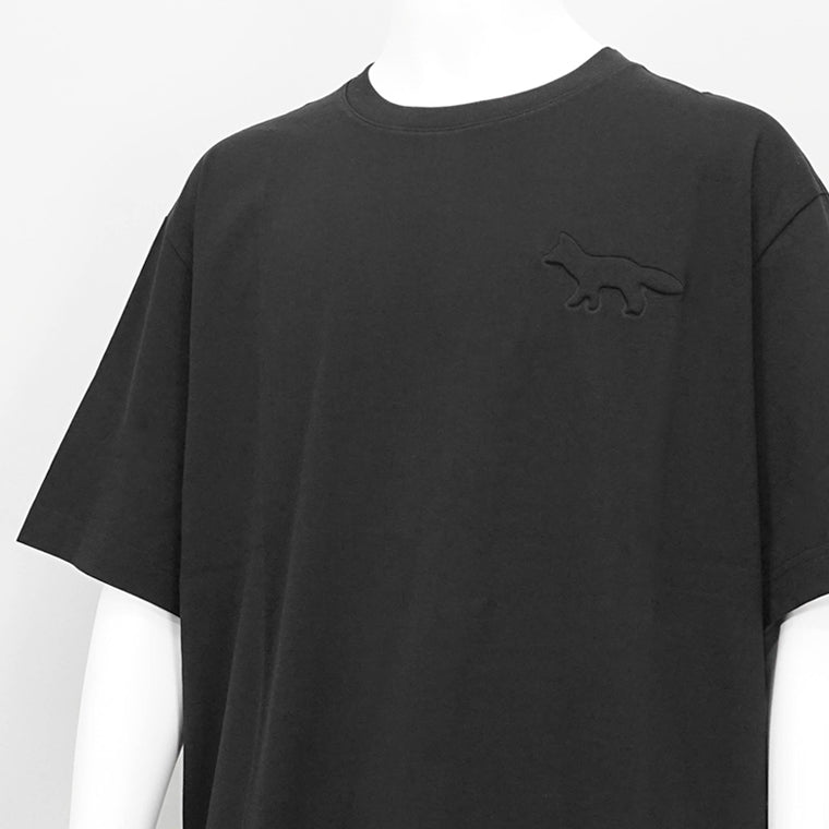 MAISON KITSUNE メンズ Tシャツ EMBOSSED PROFILE FOX OVERSIZE TEE SHIRT OM00116 KJ7016 BLACK ブラック P199