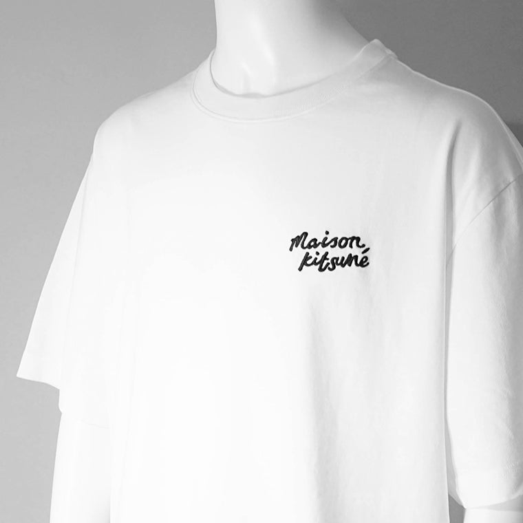 MAISON KITSUNE メンズ Tシャツ HANDWRITING EMBROIDERY OVERSIZE TEE OM00123 KJ0119 2カラー