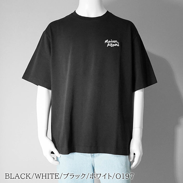 MAISON KITSUNE メンズ Tシャツ HANDWRITING EMBROIDERY OVERSIZE TEE OM00123 KJ0119 2カラー