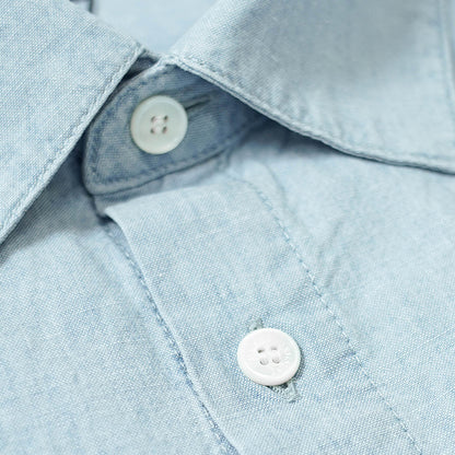 【SUMMER FINAL SALE】 MAISON KITSUNE メンズ 半袖シャツ RELAXED SHORT SLEEVE SHIRT OM00424 WC5006 INDIGO ライトブルー P470