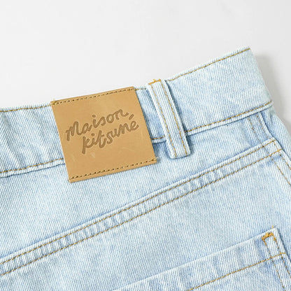 【SUMMER FINAL SALE】 MAISON KITSUNE メンズ ジーンズ RELAXED DENIM JEANS OM01105 WD4009 LIGHT WASH ウォッシュブルー 0203
