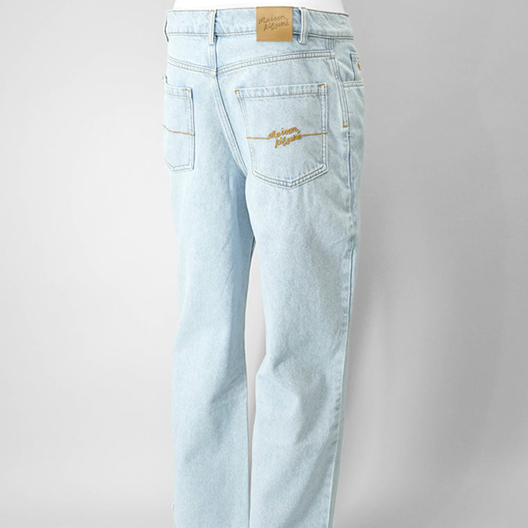 【SUMMER FINAL SALE】 MAISON KITSUNE メンズ ジーンズ RELAXED DENIM JEANS OM01105 WD4009 LIGHT WASH ウォッシュブルー 0203