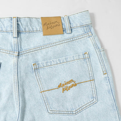 【SUMMER FINAL SALE】 MAISON KITSUNE メンズ ジーンズ RELAXED DENIM JEANS OM01105 WD4009 LIGHT WASH ウォッシュブルー 0203