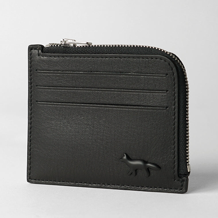 MAISON KITSUNE メンズ レディース コイン＆カードケース PROFILE FOX ZIPPED CARDHOLDER OM05342 LC0045 BLACK ブラック P199