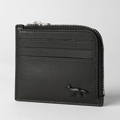 MAISON KITSUNE メンズ レディース コイン＆カードケース PROFILE FOX ZIPPED CARDHOLDER OM05342 LC0045 BLACK ブラック P199