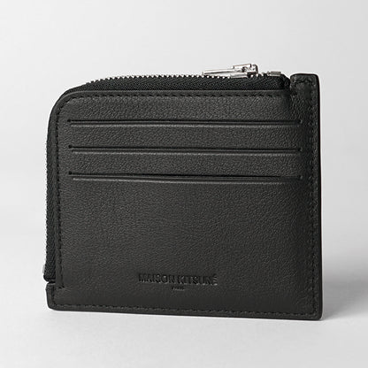 MAISON KITSUNE メンズ レディース コイン＆カードケース PROFILE FOX ZIPPED CARDHOLDER OM05342 LC0045 BLACK ブラック P199