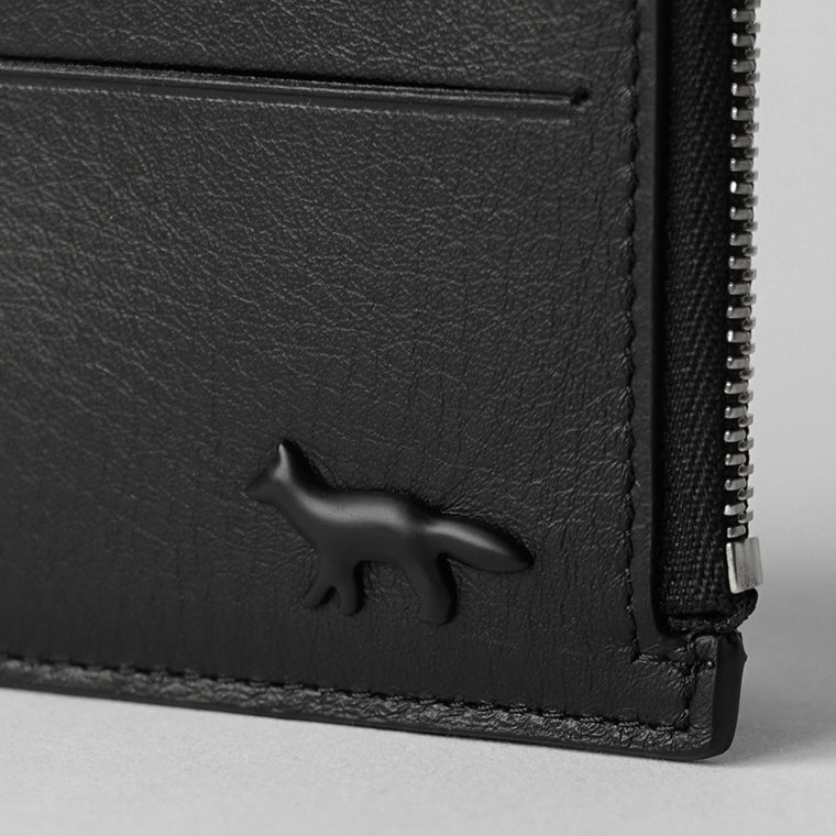MAISON KITSUNE メンズ レディース コイン＆カードケース PROFILE FOX ZIPPED CARDHOLDER OM05342 LC0045 BLACK ブラック P199